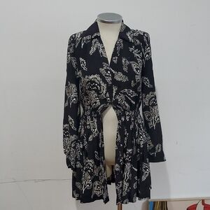 Thakoon Addition Black and White Floral Long Sleeve Dress
